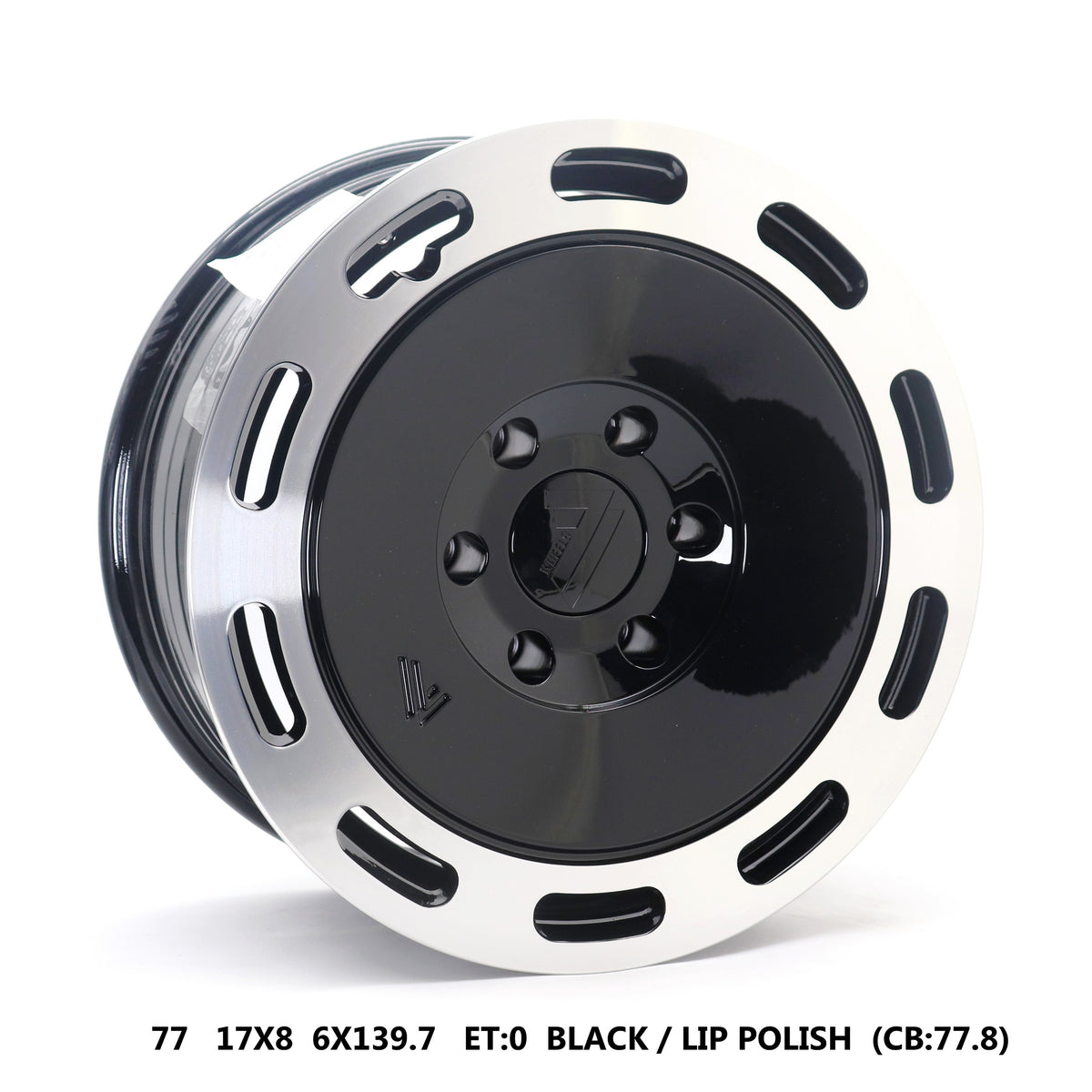 77 Slotted Disc Wheels – Black / Polished Lip